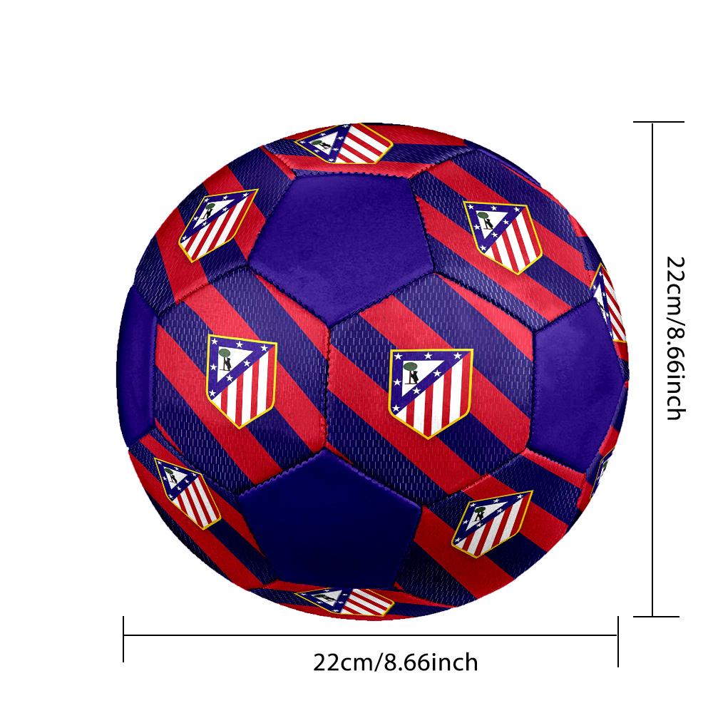 Pallone da Calcio Indoor Logo Atletico Madrid Colorato Per Tutte le Età Misura 5 Cucito a Macchina PVC Pronto per la Competizione Resistente Alta Rimbalzabilità