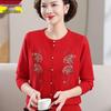 Plus Size Velvet Thickened Sweater Coat for Women & Grandmothers (73-83 Years) - Button Cardigan
