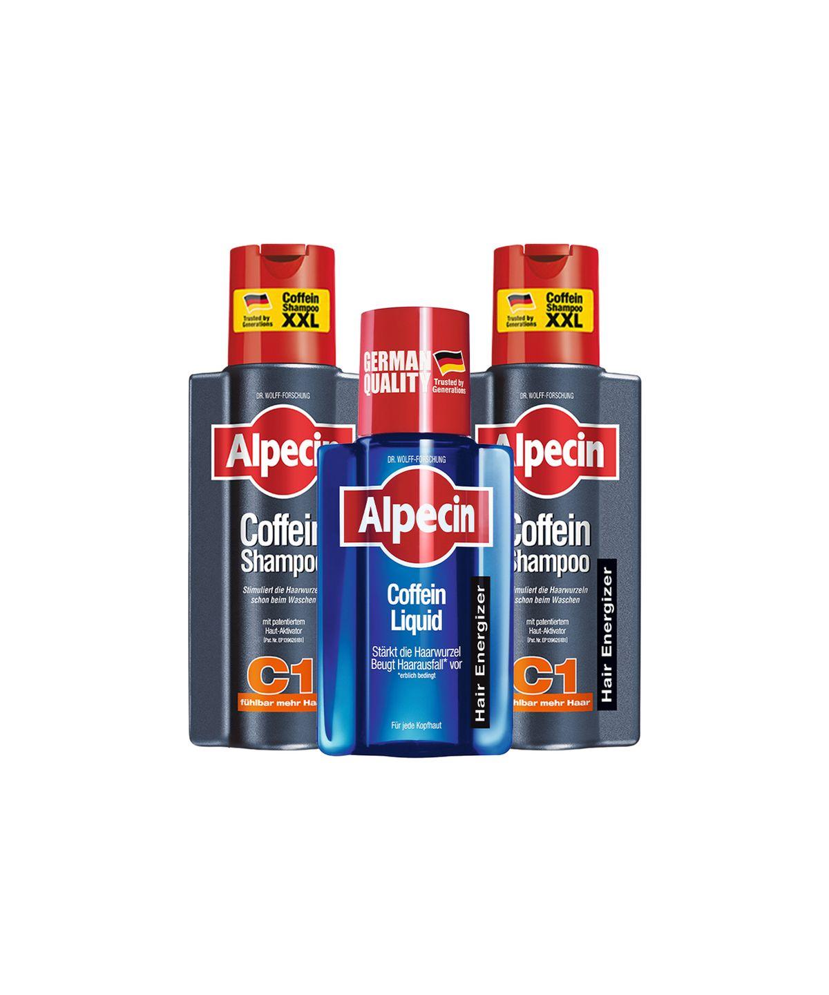 Alpecin Caffeine Shampoo C1 (Hair Strengthening) 375ml x 2 + Liquid Hair Tonic 200ml