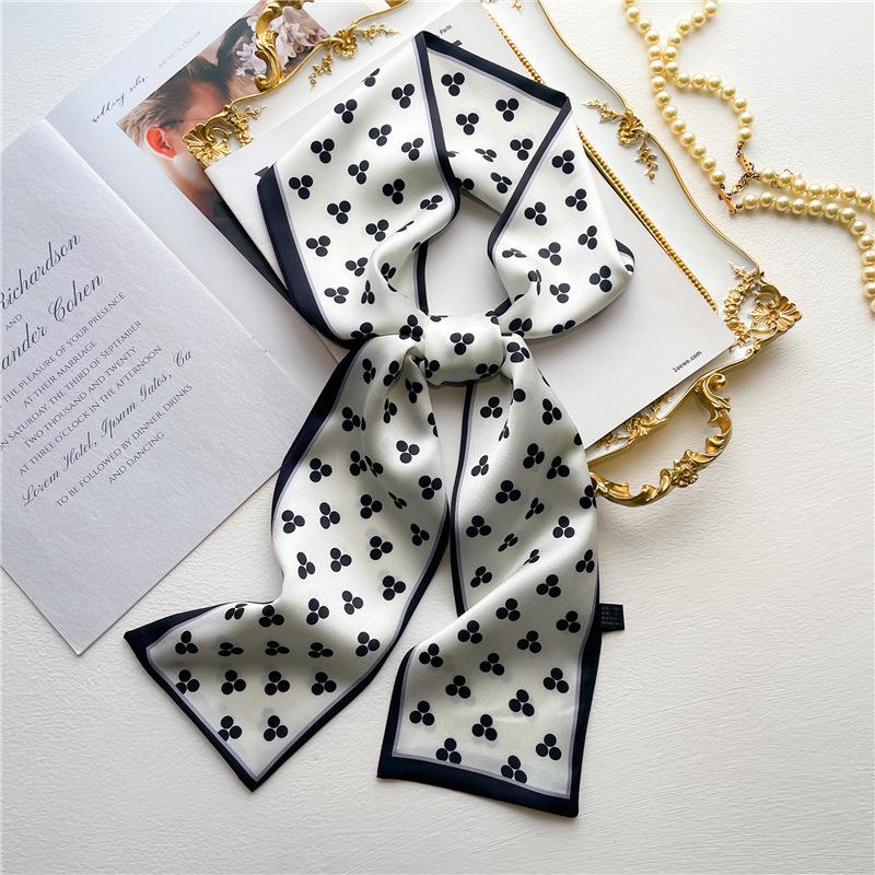 Women Luxury Design Print Silk Ribbon Female Foulard Floral Headband Neck Tie Bag Suit Scarf Hair Band Kerchief Neckerchief