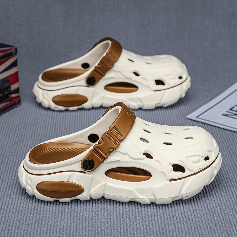 New Summertime Mens Clogs Sandal Shoes Man Home Garden Shoes Lightweight Plush Comfort Men Slide Shoes Anti-Skid Soft Bottom Flip Flop Sandal Shoes