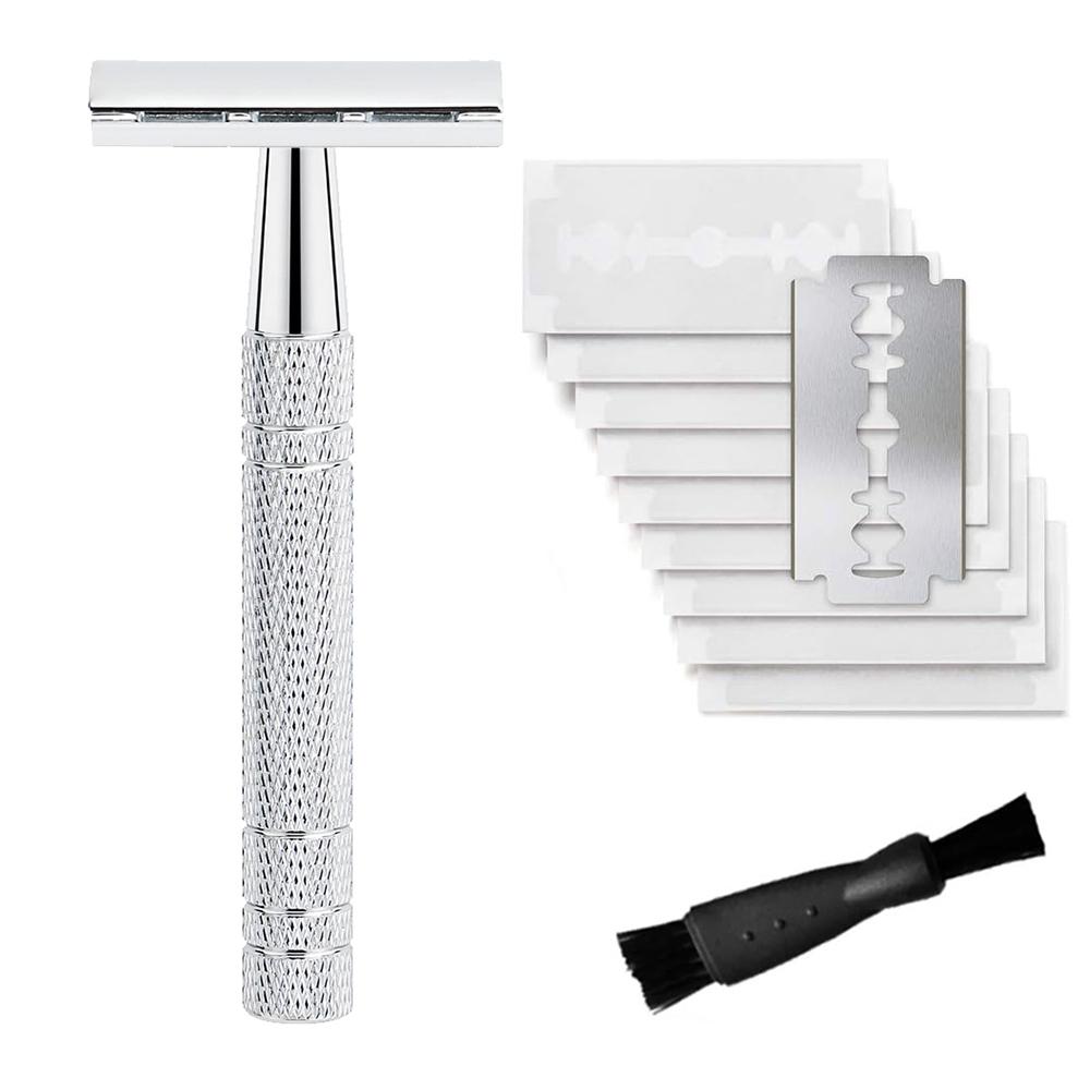 

Double Edge Safety Razor for Women, with 10 pcs Safety Razor Blades Single Blade Razor Reusable Travel Essentials Women Razor