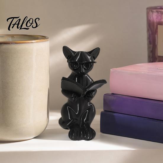 Printed Cat 3d Statue Reading Holding Book Glasses Cat Figurine Modern Decorative Animal Sculpture For Home Office Decor