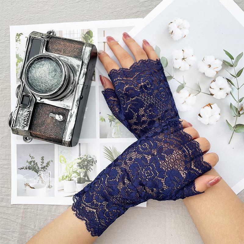 38Styles Hollow Lace Flower Fishnet Fingerless Gloves Elegant Sun Protection Women Mesh Dance Wedding Mitten Hand Decoration