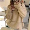 Thickened crew neck twist sweater women's new autumn and winter wear lazy wind loose pullover bottoming knitted top