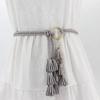 Fashion Women Solid Color Braided Tassel Belt 2024 New Boho Girls Thin Waist Rope Knit Belts for Dress Waistbands Accessories