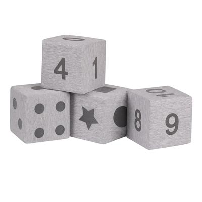Soft Foam Cubes Building Blocks 14cm for Children, 4 Pieces, Mix: Light Grey-print