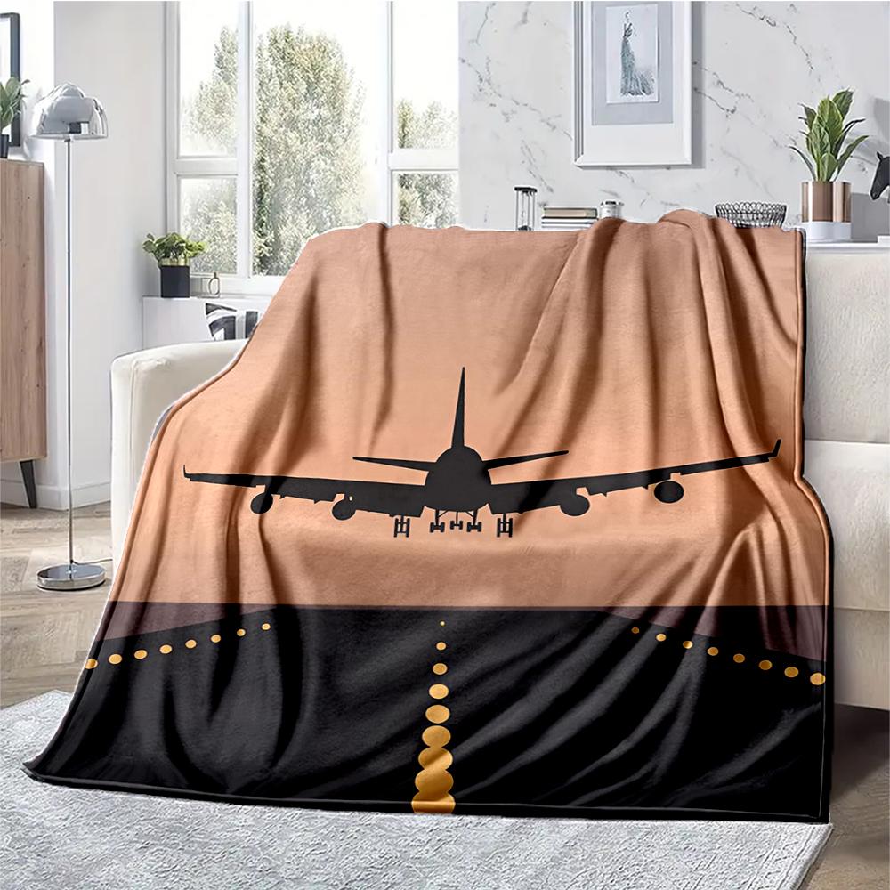 Airplane Theme Printed Blanket - Perfect for Couch, Bed, Travel & Outdoor Use | Machine Washable, Cozy & Durable.