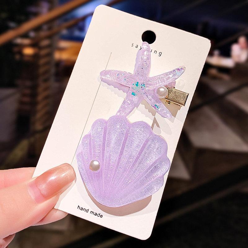 Lindas Pinzas para el Cabello de Estrella de Mar, Concha y Pato 2 Piezas Elegantes y Dulces Pasadores para el Cabello para Mujeres Salidas Diarias Viajes a la Playa Accesorios para el Cabello
