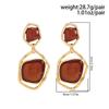 KunJoe Vintage Elegant Irregular Hollow Resin Drop Earrings Women Dainty Elegant Fashion Daily Piercing Earring Jewelry Accessor