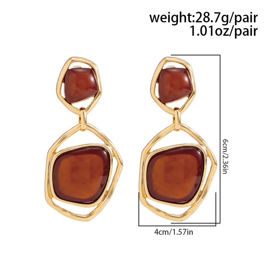 KunJoe Vintage Elegant Irregular Hollow Resin Drop Earrings Women Dainty Elegant Fashion Daily Piercing Earring Jewelry Accessor