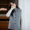 Women's 100% Cashmere Button-Up Vest, Thickened High-Neck Cardigan Sweater, Ideal for Layering As Outerwear Wool Knitwear