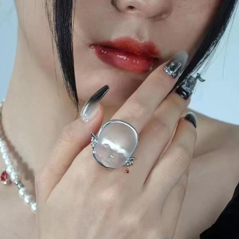 Baby Face Adjustable Ring Open Rings Fashion Adjustable Finger Rings Alloy Material Open Rings Gift for Women Girlfriend