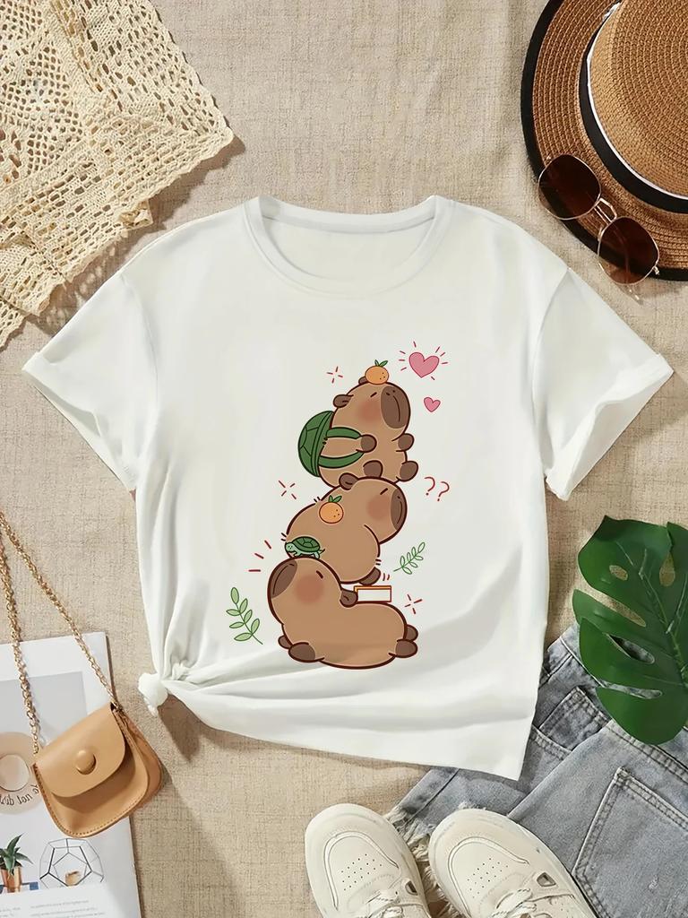 2025 Capybara Tshirt Kids Children TShirt capibara Cartoons Clothes Kid Girl Boy Capybaras T Shirt Baby Casual Top Clothes
