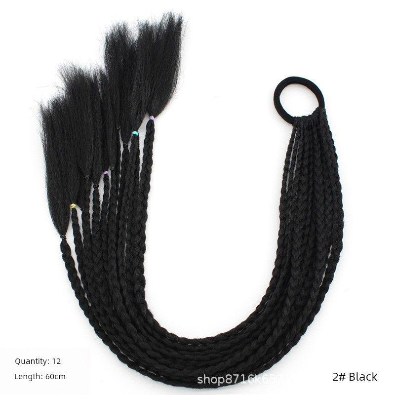 

Накладные косы Женские длинные волосы Цвет Маленькая косичка Хип-хоп Вязание косичкой Градиентный цвет Этнический стиль Три пряди Модные дреды Хвост A black strip of 12