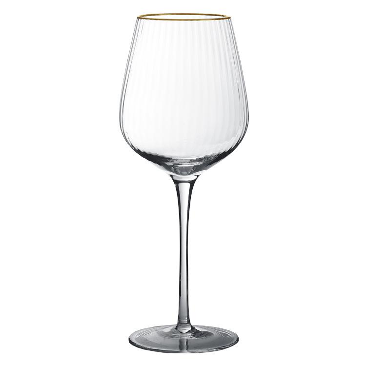 Set di bicchieri da vino con bordo dorato Cristallo Europeo Bicchiere Highball con Linee Verticali per Home Bar