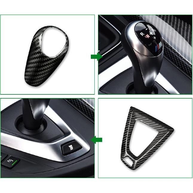 AIRSPEED Carbon Fiber Gear Shift Knob Cover Trim for BMW F80 M3 F82 M4 2014-2018, Black
