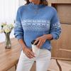 Christmas Snowflake Jacquard Sweater for Women Autumn and Winter New Half Turtleneck Pullover Long-sleeved Sweater