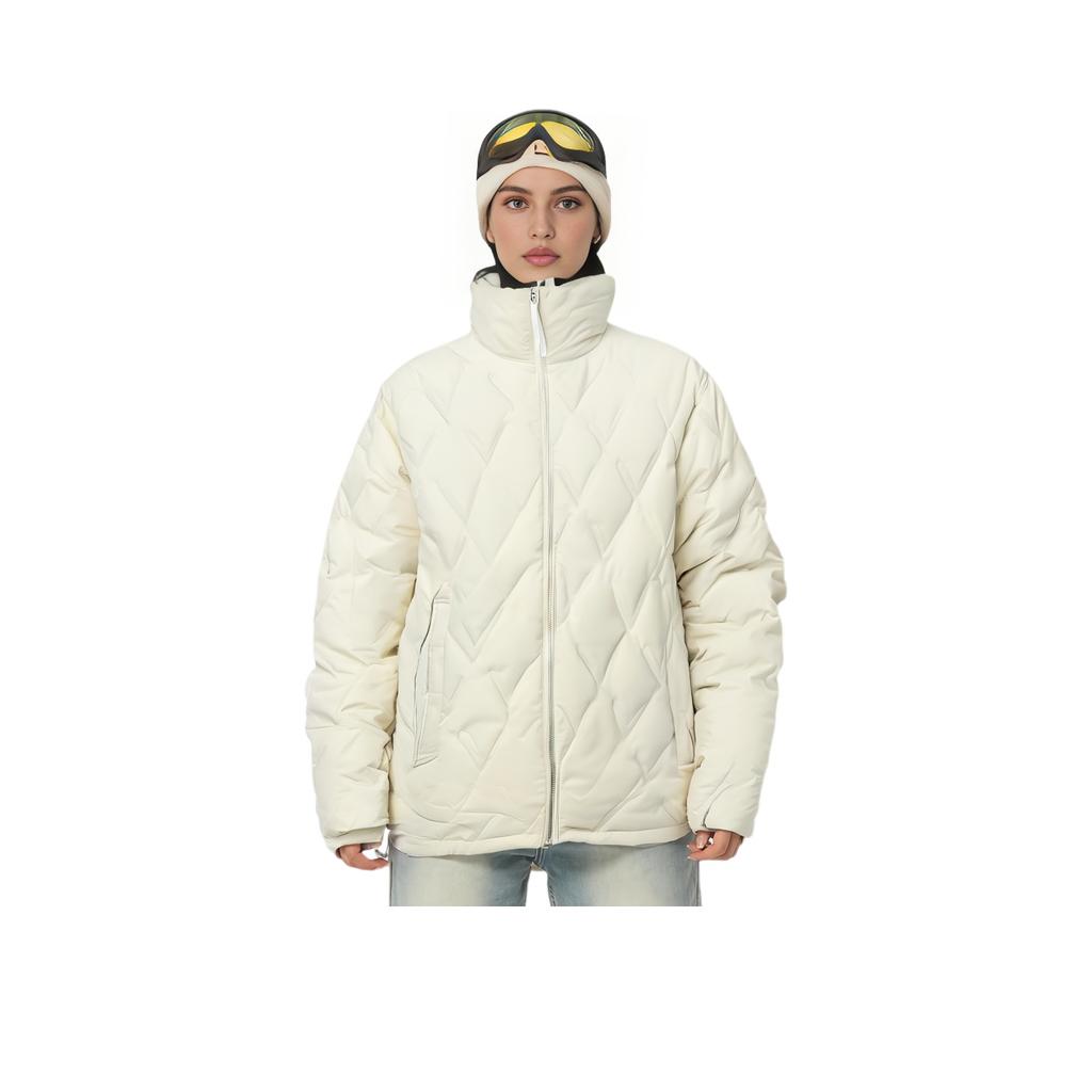 FILA Emerald Solid Color Casual Loose Stand Collar Thin Down Jacket Women Jacket Mist-Lotus-White F11W344927F-IV