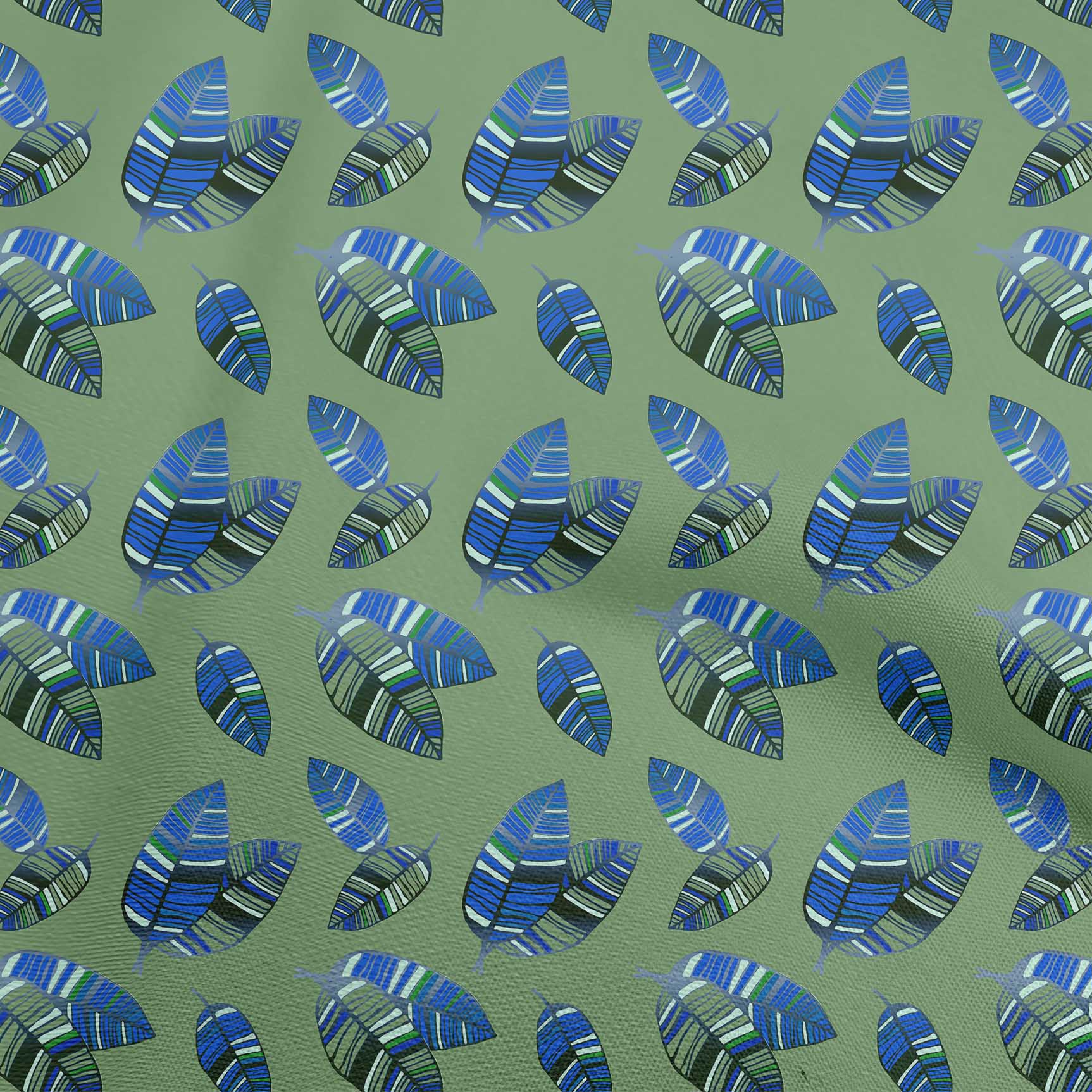 

oneOone Cotton Flex Medium Blue Fabric Leaves Швейний матеріал Тканина з принтом у дворі 40 дюймів 42 Inch Wide - Viscose Chiffon грушевий