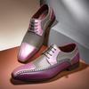 Large Size New Youth Versatile Breathable Leather Shoes Color-blocked Carved Business Personality Splicing Casual Leather Shoes Men