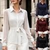 Women S Long Sleeve Shirt Lace Up Waist Casual Commute Blouse
