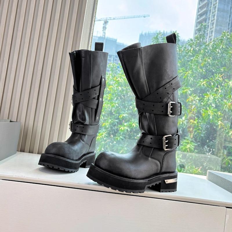 Venom boots for women's new British cowhide polished thick-soled battle-damaged knight tall Martin boots for men