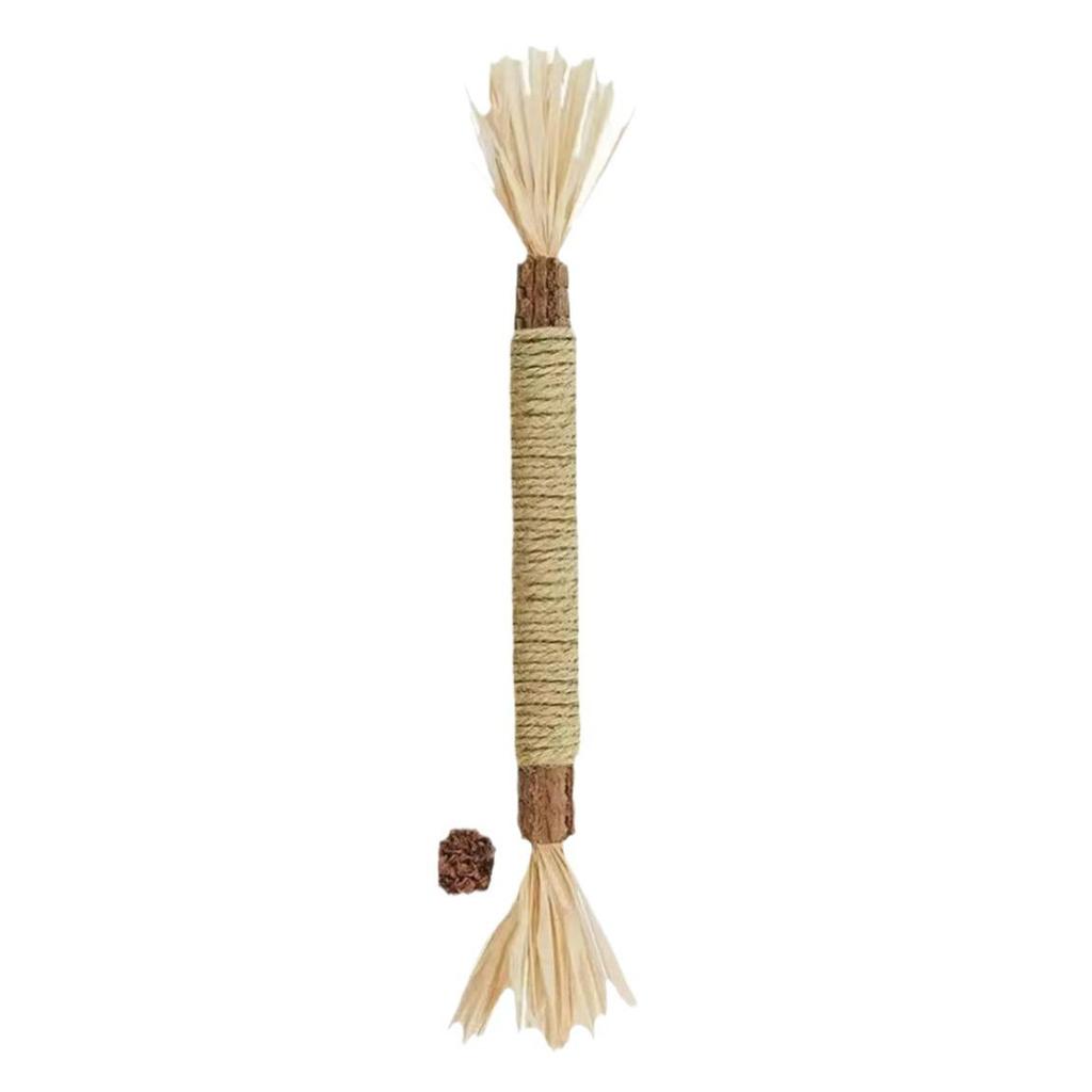 Cat Teething Stick with Raffia Grass & Gall Fruit, Tooth-Cleaning Hemp Rope, Bite-Resistant Cat Toy, Pet Supplies