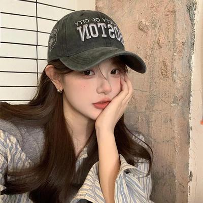 Korean Style Retro Baseball Cap Letter Embroidered Soft Top Versatile Casual Sun Protection Peaked Cap