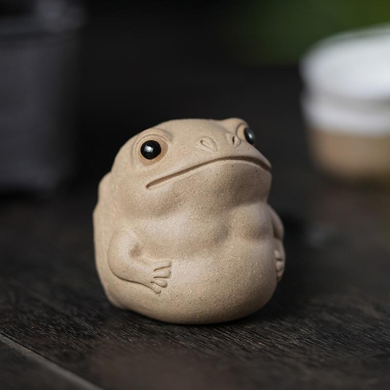 Purple Clay White Mud Toad Tea Pet Ornament - Zen Tea Set Accessory Chinese Gongfu Home Decor