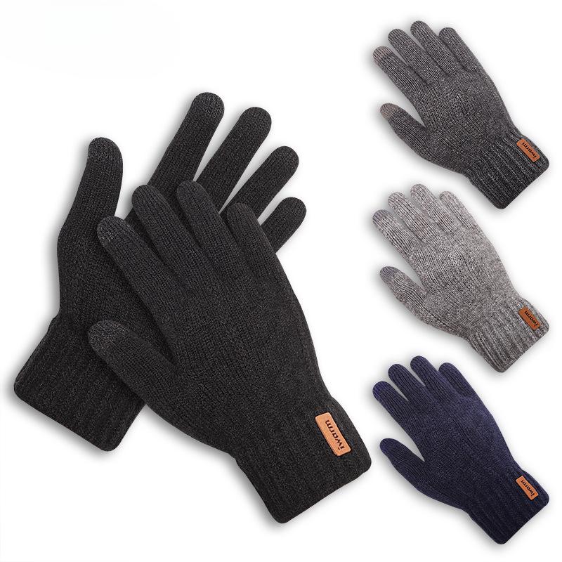 Alpaca Wool Knitted Warm Gloves for Men and Women Cold Proof Touch Screen Gloves for Autumn and Winter