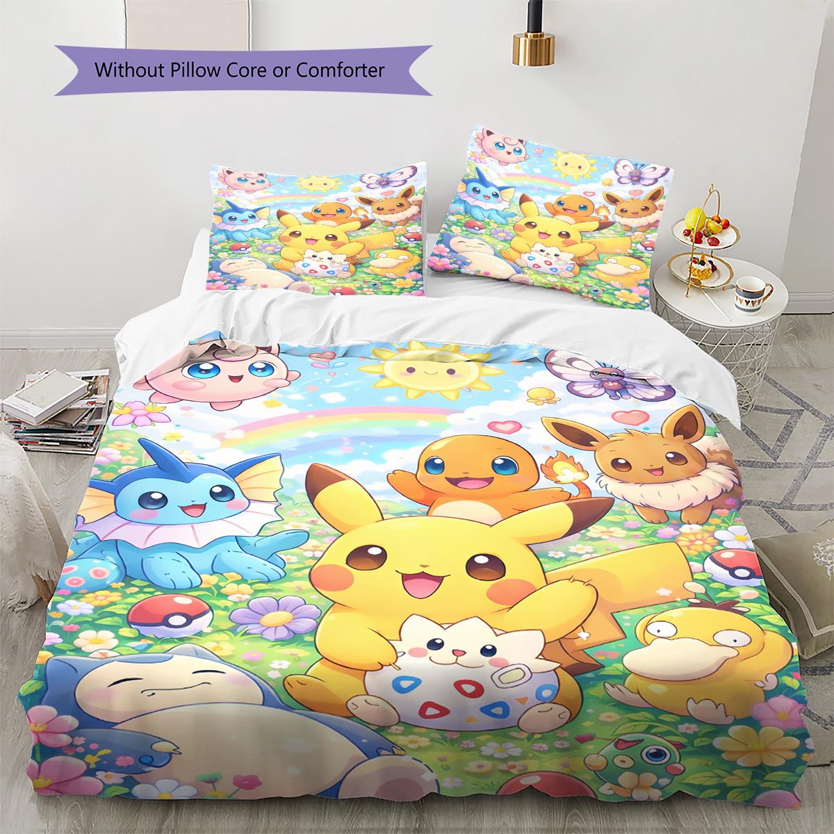 

Starter Pokemon Art Bedding Set, 1 Duvet Cover & 2 Pillowcases, Suitable for Home Decor, Ideal Gift for Fans 135x200cm