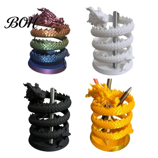 Desk Organizer for Office Supplies Coiled Dragon Pen Holder, Chinese Style Pencil Cool Gaming Decor Organizer, Stationery Storage Container