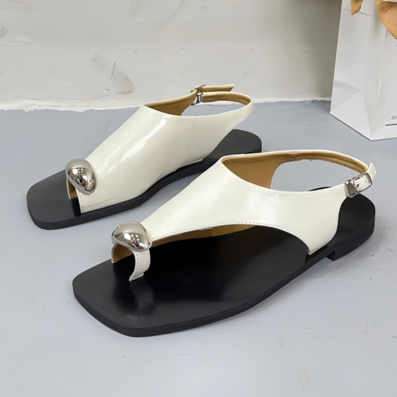 Fashion Concise Clip Toe Buckle Strap Sandals Woman Summer Elegant Pu Leather Flat Gladiator Shoes Ladies Casual Brand Design Flip Flops