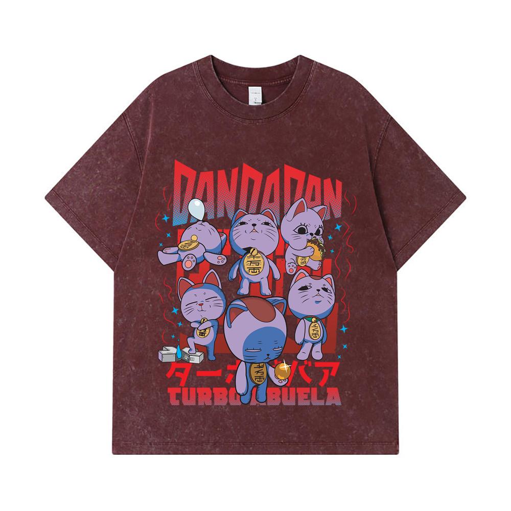 275 GSM Washed T-shirts 100% Cotton Dandadan V30 Turbo Granny Print Unisex Heavy Cotton T Shirt