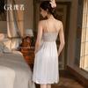 Women's Sheer Lace Mesh Deep V Padded Long Cami Sleep Dress with Robe Set