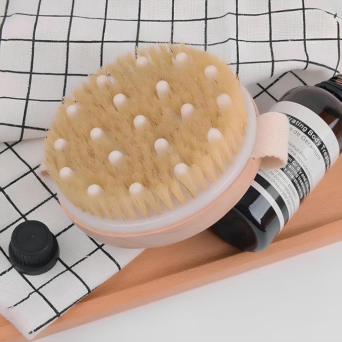 Wooden Bath Brush with Massaging Nodes for Dry brushing Dry Bath Brush for Cellulite and Lymphatic Suitable For Men and Women