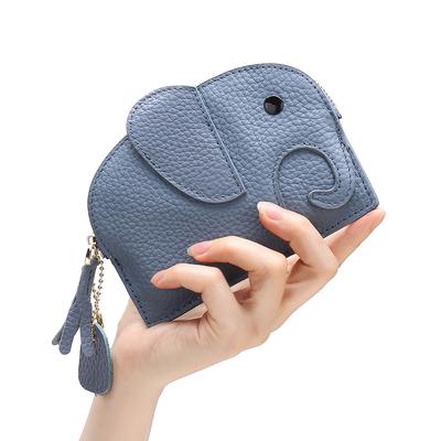 Monedero de piel con forma de elefante, minimonedero creativo, bonito bolso para niña