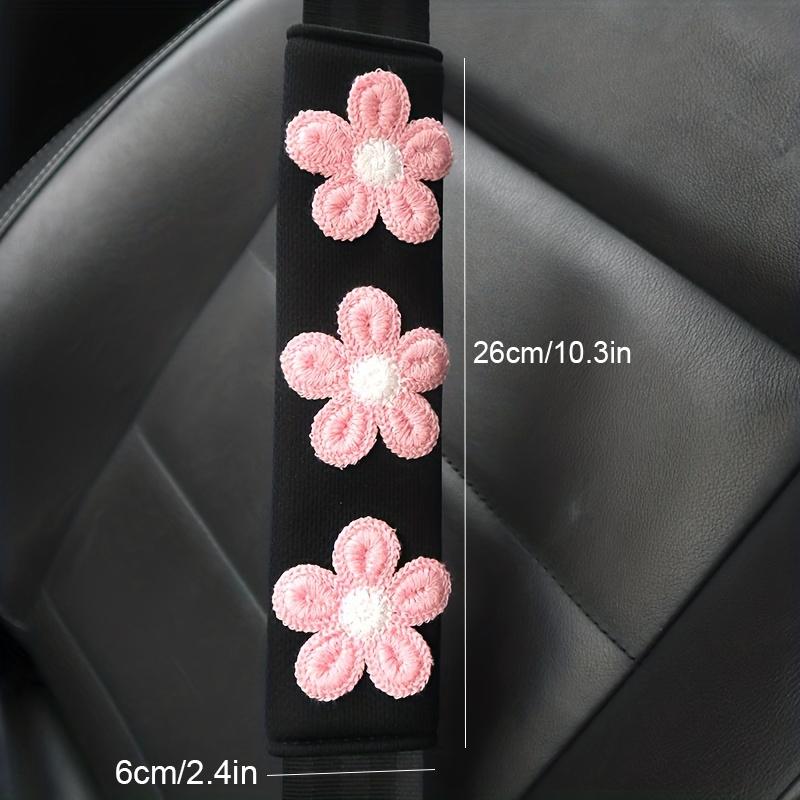 1pc Flower Shoulder Pad Car Seat Belt Small Interior Decoration Protection Cartoon Creative Insurance Cover Car Accessories
