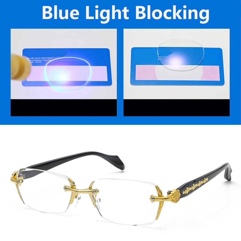 Retro Rimless Reading Glasses For Men Women Blue Light Blocking Presbyopic Glasses Stylish Design