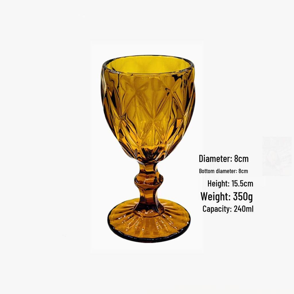 Vintage Embossed High-Footed Red Wine Glass with Bubbles - Wedding Decoration, Child-Friendly, Thickened Design