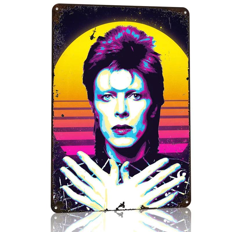 David Bowie Retro Art D Texture Printed Poster Custom Vintage Metal Tin Plate Sign for Wall Art Gaming Decoration Room House