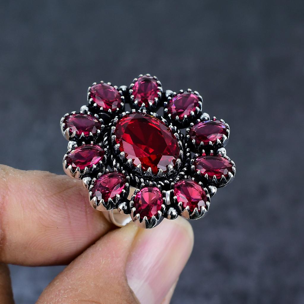 Pink Rubillite Gemstone 925 Sterling Silver Jewelry Ring Size 7