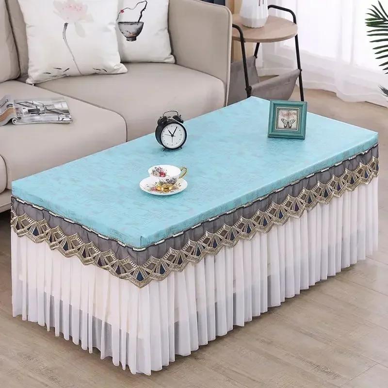 Leather Oil Resistant Waterproof Tea Table Cloth Corner Coffee Table Cover Dustproof Tablecloth Cover Wedding Party Decoration