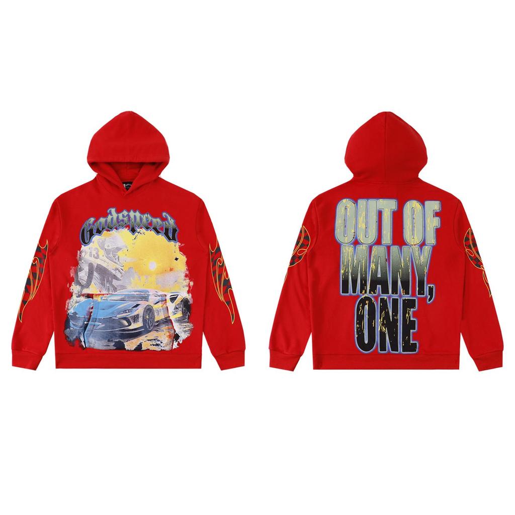American Trendy GD Rock Retro Distressed Hoodie - Autumn/Winter Fashion