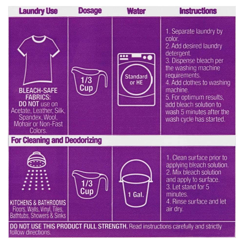 Low Splash Lavender Bleach Multi-Surface Cleaner Deodorizer Laundry Stain Remover HE Washer Safe Easy Pour 81oz 3 Pack
