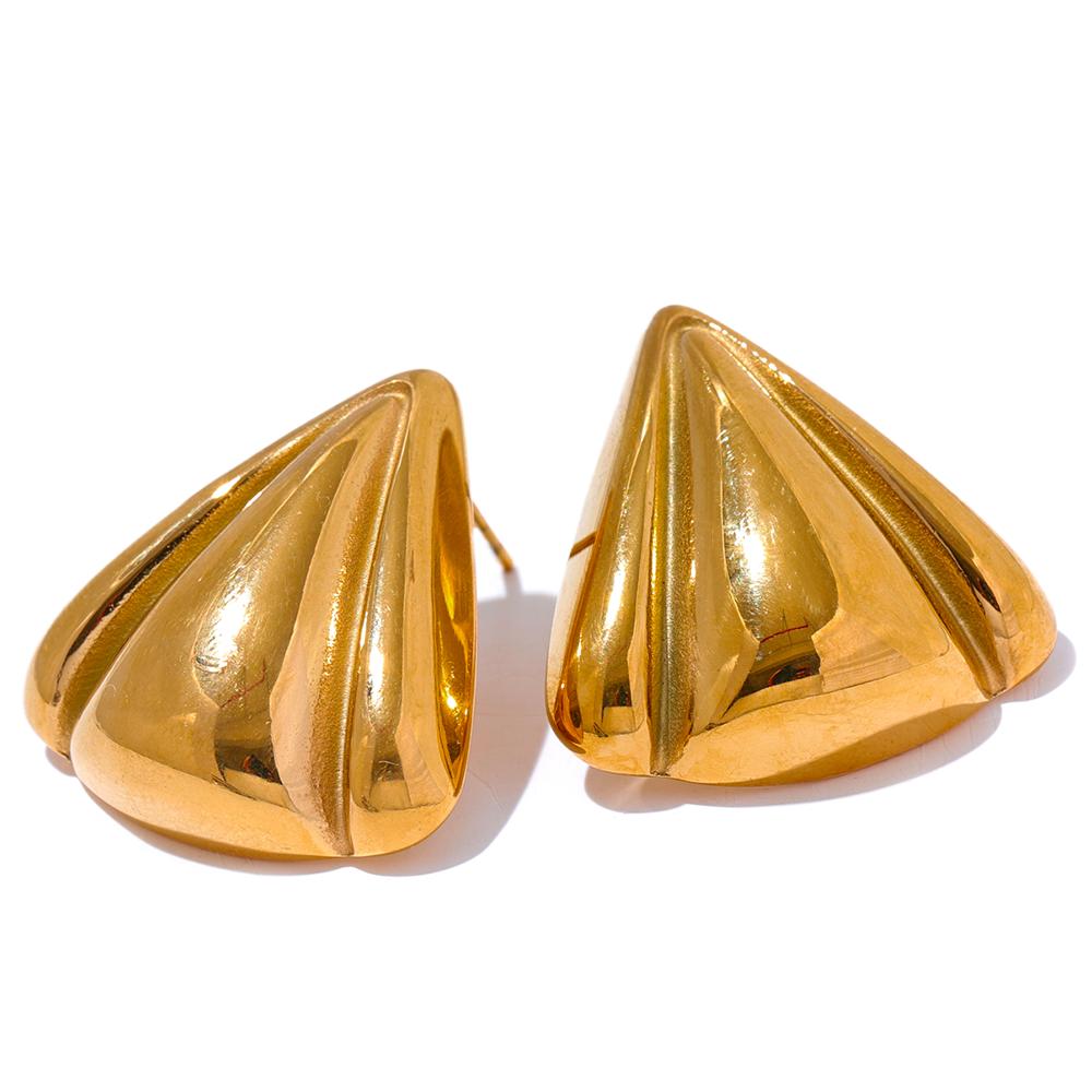 

Yhpup 316 Stainless Steel Triangle Stud Earrings Prevent Allergy Metal 18K Gold PVD Plated Versatile Daily Jewelry