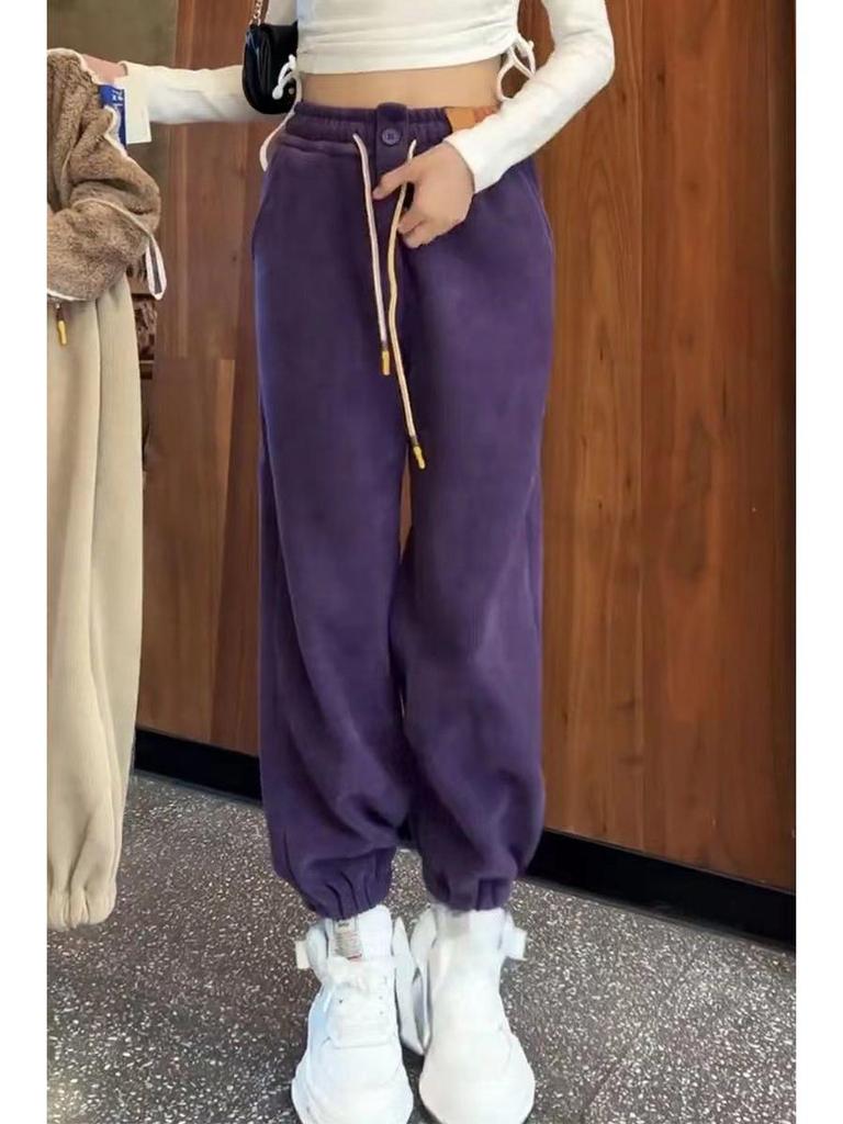 Korean Style Ladies Velvet Thickened Casual Sports Pants - Free Shipping