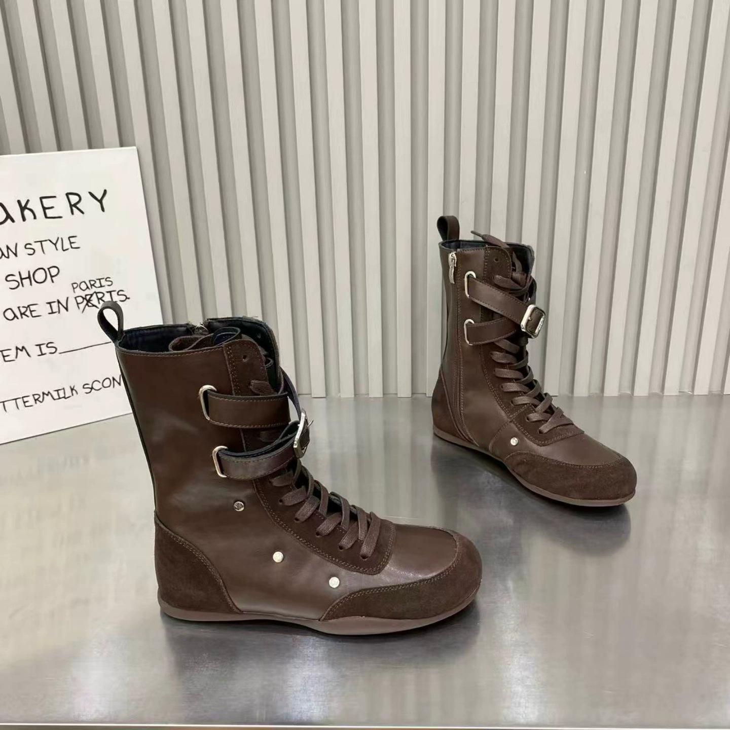 

Новый стиль старая цветовая гамма круглый носок ремешок ботинки Мартина боксерские ботинки тонкие ботинки короткие ботинки 40 коричневый