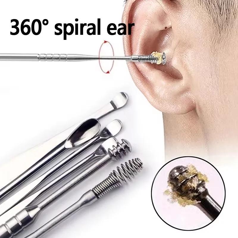 Wholesale Ear Cleaning Tool Stainless Steel Ear Pick Kit &1Pc Storage Bag Earwax Remover Tool